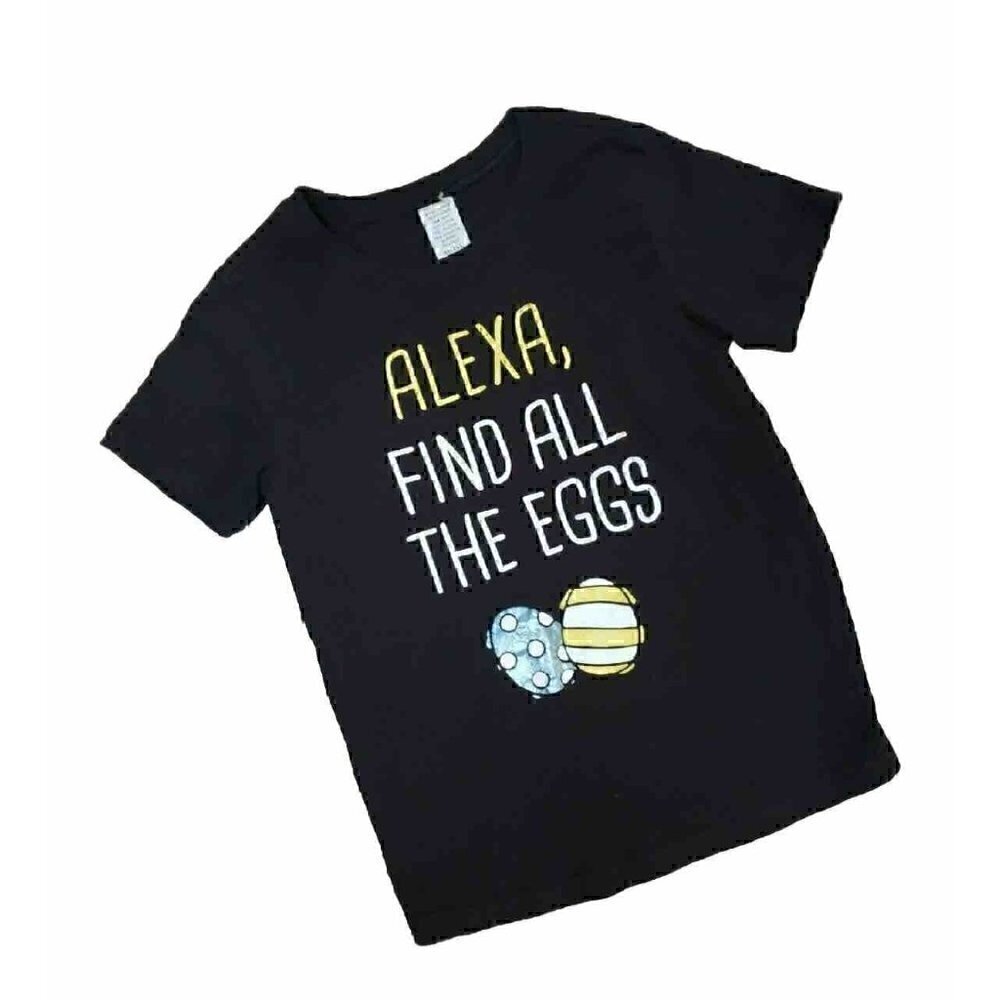 Kavio Alexa Find All Easter Eggs T-Shirt Unisex Youth Size 6/8 Black Yellow